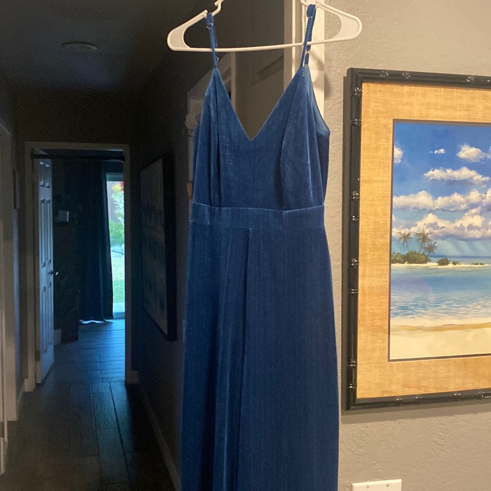 4si3nnai blue velvet jumpsuit